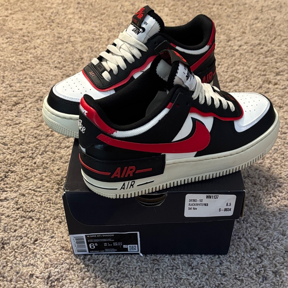 Nike Air Force 1 shadow 6.5 women's white / red